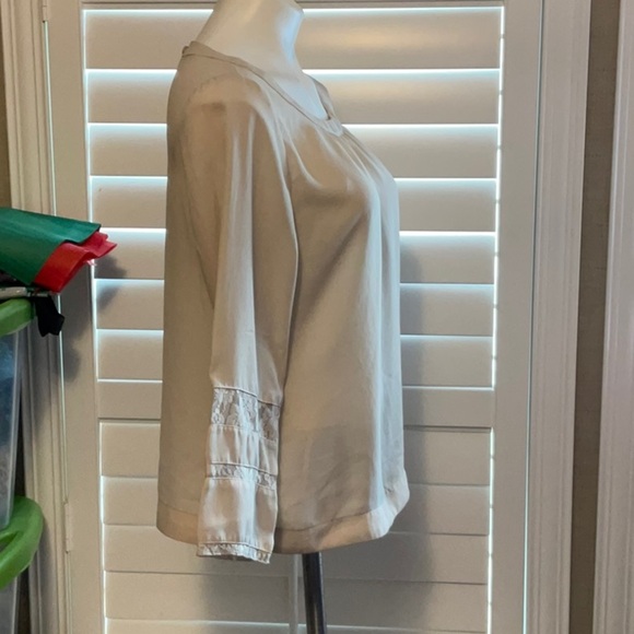 New York & Company Cream Blouse with Lace Accents - Picture 2 of 11